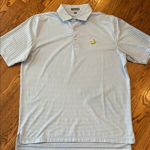 MASTERS Peter Millar Striped Blue Polo Shirt